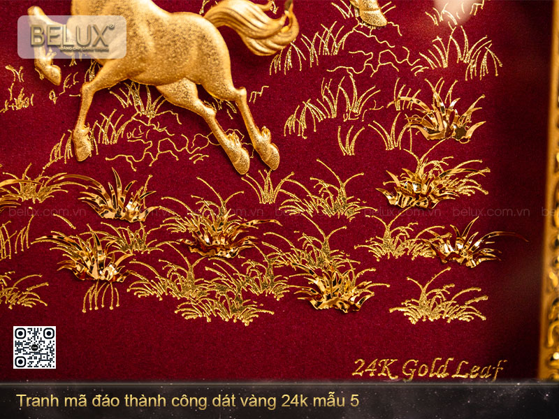 Tranh quà tặng mã đáo thành công dát vàng 24k mẫu 5